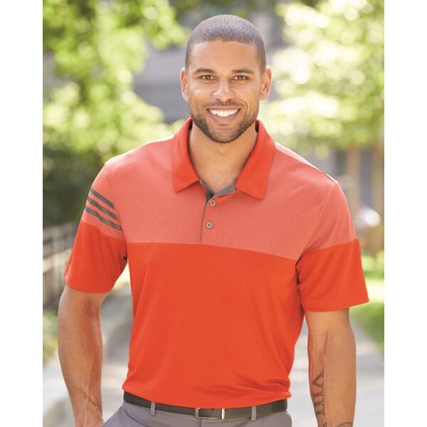 Adidas Men's Heathered 3-Stripes Colorblocked Polo A213 Men's Heathered 3-Stripes Colorblocked Polo Thumbnail