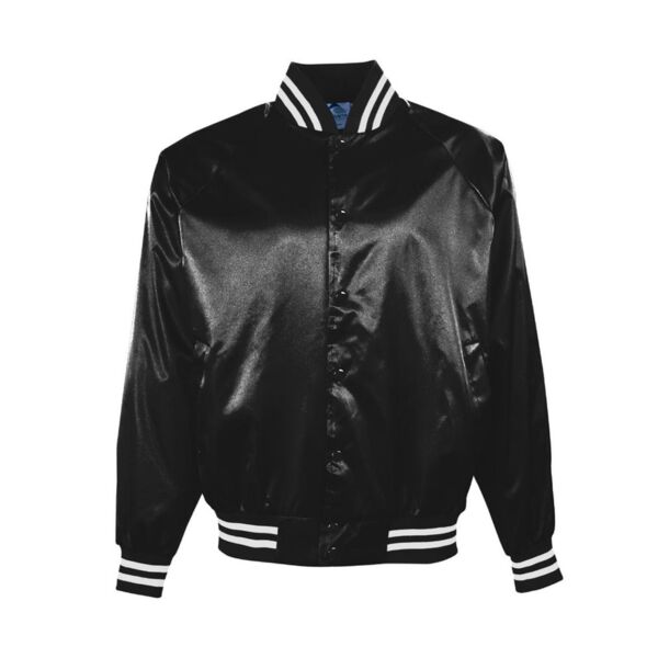 Unisex Satin Baseball Jacket Striped Trim Thumbnail