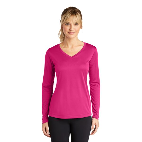 Sport Tek Ladies Long Sleeve Performance Competitor V Neck Tee LST353LS Ladies Long Sleeve Performance Competitor V Neck Tee Thumbnail