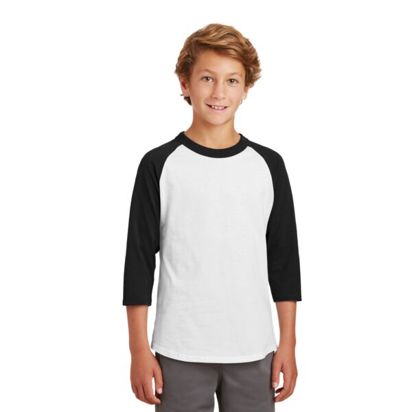 Youth Colorblock Jersey Cotton Ragland 3/4 T-Shirt Thumbnail