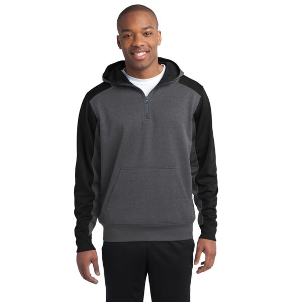 Sport Tek Tech Fleece Colorblock 1/4 Zip Hooded Sweatshirt ST249 Tech Fleece Colorblock 1/4 Zip Hooded Sweatshirt Thumbnail