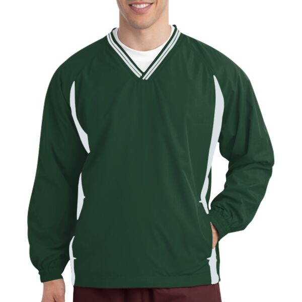 Tipped V Neck Raglan Wind Shirt Thumbnail
