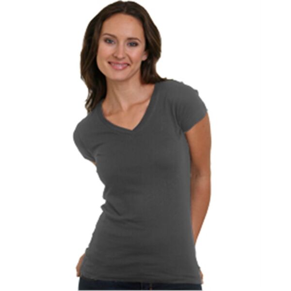 Bayside Juniors' USA-Made V-Neck Cotton Tee 3407 Juniors' USA-Made V-Neck Cotton Tee Thumbnail