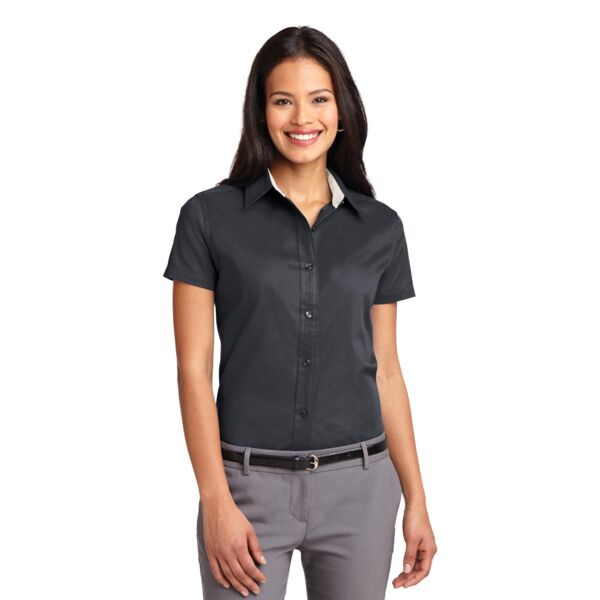 Ladies Short Sleeve Easy Care Blend Button Up Polo Thumbnail