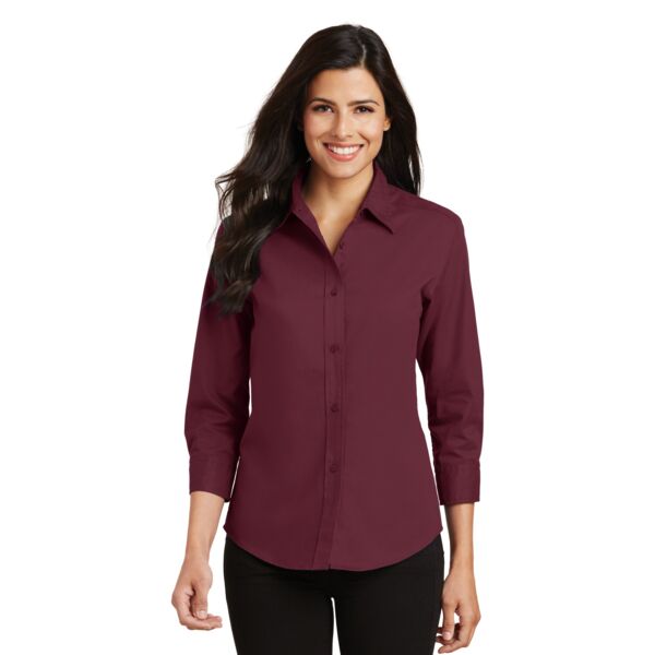 Ladies Button Up 3/4 Sleeve Easy Care Shirt Thumbnail
