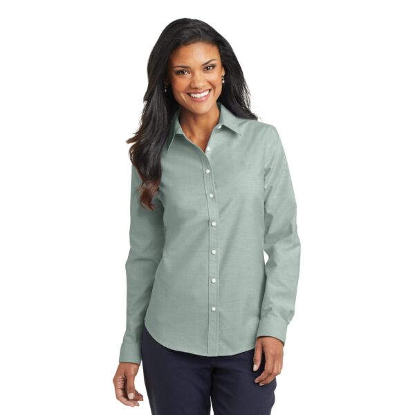 Ladies SuperPro Oxford Blend Button Up Shirt Thumbnail